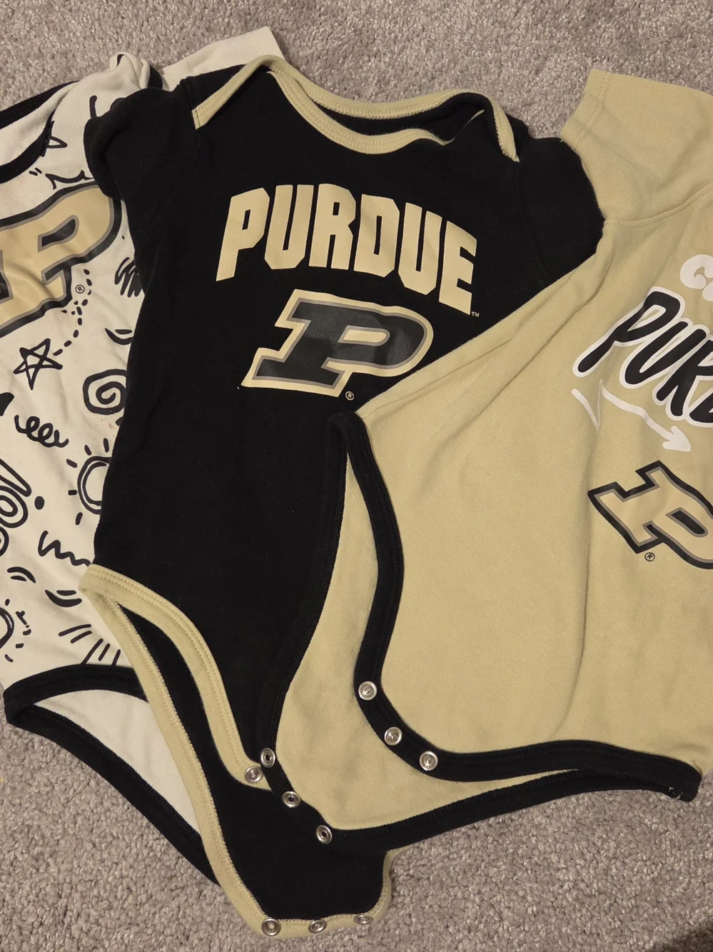 Purdue University Gold & Black Baby One-Piece Bodysuit Set